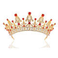 Red Gemstone 18k African Crown and Tiaras Alloy Fashion Gold Crown
